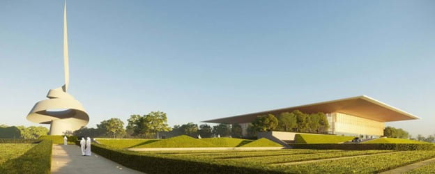 House of Wisdom cultural centre and surrounding landscape in Sharjah
